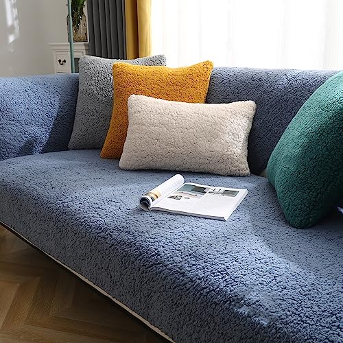 SHANNA Dicker Lamm Imitat Überwurf Kissenbezug, Flauschige Weiche Dekorative Quadratische Kissenbezüge Plüschhülle, Staubdichte Kissenbezüge für Wohnzimmer Sofa Schlafzimmer (Blau, 30 x 50 cm) von SHANNA