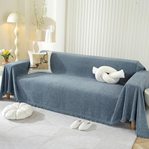 SHANNA Einfarbig Sofa Überwurfdecke 1/2/3/4 Sitzer, Chenille Ganzjährig Nutzbar Sofabezug L Form U Ecksofa Große SofaÜberzug, Vielseitige Sofaüberwurf Couch Überzug Sofa Cover Futonbezug mit Quaste von SHANNA
