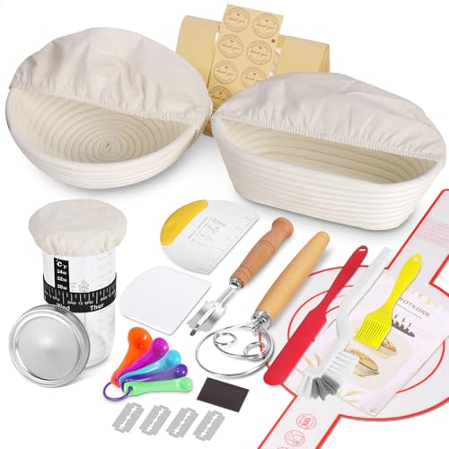 SHANNA GäRköRbchen, GäRkorb 15 Teilig, Sauerteig Starter Set, Brot Backen, GäRköRbchen Oval und Runde, Brot Backen ZubehöR, sauerteig set FüR Professionelle und HäUsliche BäCker SHANNA GäRköRbchen, GäRkorb 15 Teilig, Sauerteig Starter Set, Brot Backen, GäRköRbchen Oval und Runde, Brot Backen ZubehöR, sauerteig set FüR Professionelle und HäUsliche BäCker von SHANNA