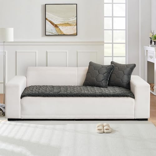 SHANNA Gestepptes Samt Sofakissen – Übergroße Plüschpolsterung Mit Diamant-Steppung Superweiches Gemütliches Haustier-Matten Bett Fürs rutschfest, für Schlafzimmer (Dunkelgrau-C, 70×210 cm) von SHANNA