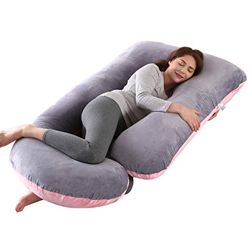 SHANNA Schwangerschaftskissen U Förmiges XXL,Gross Stillkissen Seitenschläferkissen, U Form Körperkissen mit Abnehmbarem und Waschbarem Bezug,70 * 145CM Pregnancy Pillows von SHANNA