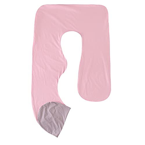 SHANNA Schwangerschaftskissenbezug, J-Form, maschinenwaschbar, Ersatzbezug (Rosa und Grau) von SHANNA
