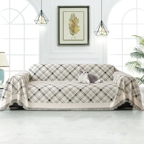 SHANNA Sofa Überwurfdecke 1/2/3/4 Sitzer, Chenille AB Seiten Ganzjährig Nutzbar Sofabezug L Form U Ecksofa Große Sofa Überzug, Vielseitige Sofaüberwurf Couch Überzug Sofa Cover Futonbezug mit Quaste von SHANNA