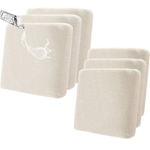 SHANNA Stretch Sofabezug rutschfest Sitzkissen Bezug: 6 Stück Outdoor-Kissenbezüge Magischer Sofabezug mit elastischer Unterseite Spandex-Gewebe Möbelschutz Geeignet für Sofatiere (Beige) von SHANNA
