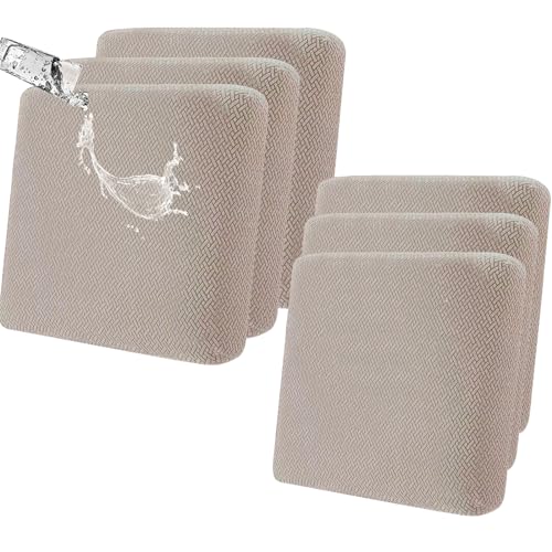 SHANNA Stretch Sofabezug rutschfest Sitzkissen Bezug: 6 Stück Outdoor-Kissenbezüge hochelastischer Magischer Sofabezug Jacquard-rutschfeste Möbelschutz Geeignet für Sofatiere (Khaki) von SHANNA
