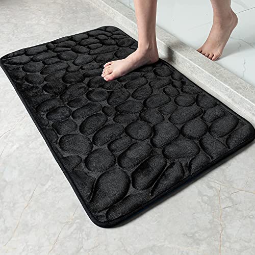 SHANNA Badezimmerteppich mit Memory Foam, Badezimmerteppich Duschvorleger Duschteppich für Badewanne, Dusche, Badezimmer (C. Schwarz, 40 x 60 cm) von SHANNA