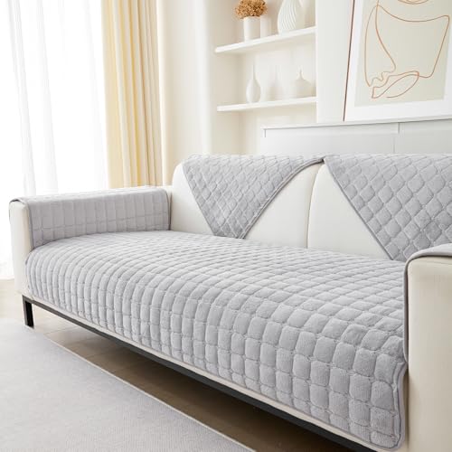 Flanell Sofabezug 1 2 3 4 Sitzer Sofabezüge Couch Überzug L Form Ecksofa Sofa Couch Überwurfdecke, Sofahusse Sofaüberwürfe rutschfest Sofa Abdeckung (Gray, 70 * 210cm Stückweise Verkauft) von SHANNA