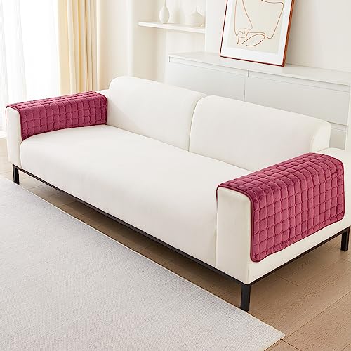 Samt Sofabezug 1 2 3 4 Sitzer Sofabezüge Couchbezug L Form Ecksofa Sofa Couch Überwurfdecke, Sofahusse Sofaüberwürfe rutschfest Sofa Abdeckung (Rot, 70 * 70cm Stückweise Verkauft) von SHANNA