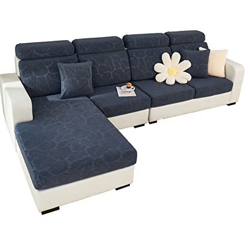 SHANNA Sofa Überzug Stretch, Couch Sofabezug 1 2 3 Sitzer L Form Ecksofa, Sofa Cover Sitzkissenbezug Sofaüberwürfe rutschfest Möbelschutz mit Elastischem Boden,(Blätter dunkelgrau, 1 Sitzer) von SHANNA