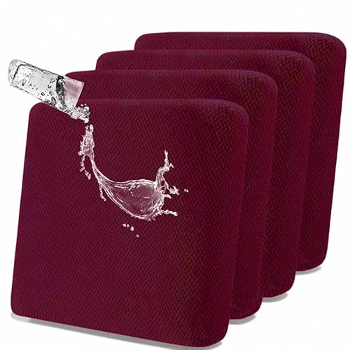 Stretch Sofa Sitzkissenbezüge rutschfest Sofabezug: 4 Stück Moderne Couchkissenbezüge Wasserdichter Patio-Kissen Super Weiche Freundliche Couchkissenbezüge Geeignet für Sessel (Weinrot) von SHANNA