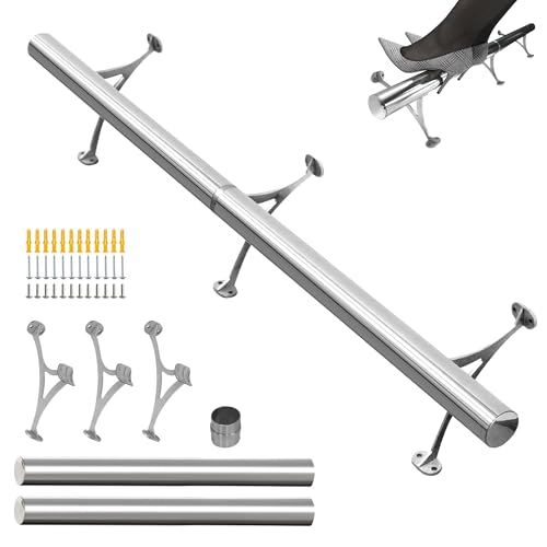 SHANTRA 4ft Bar Foot Rail Kit 304 Stainless Steel, Tubing Bar Foot Rail with Installation Accessories, Complete Undercounter Mount Hardware Kit Bar Foot Rest, Solid Bar Tubing Kit for Floor and Wall von SHANTRA
