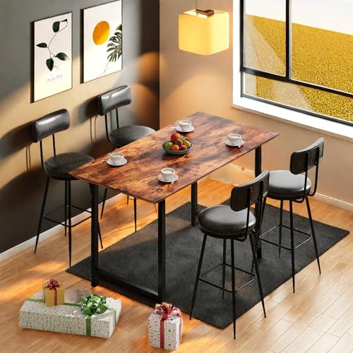 SHAODENG Küchenstühle 4er Set, Barhocker Schwarz mit Rückenlehne, Metallbeinen und Sitzfläche aus Kunstleder, Esszimmerstühle für Bar, Küche, Wohnzimmer, Schlafzimmer, bis 150 kg belastbar von SHAODENG
