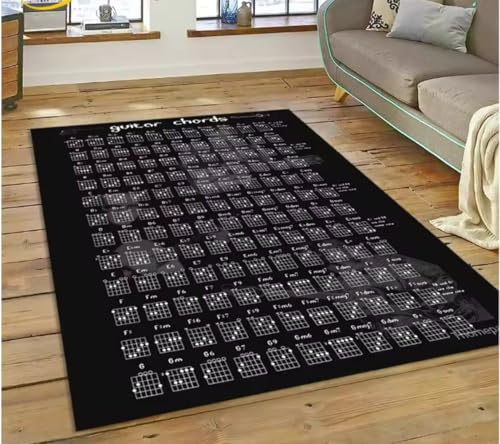 Gitarre Akkorde Theorie Diagramm Musik Teppich Schlafzimmer Wohnzimmer Zuhause Sofa Teppich Dekoration Originalität Große Fußmatte 100X160Cm von SHAOPENGA