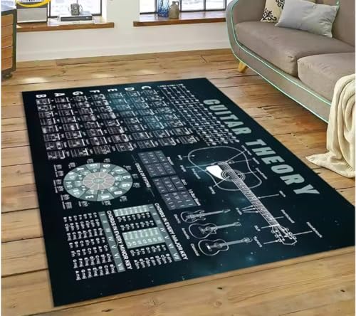 Gitarre Akkorde Theorie Diagramm Musik Teppich Schlafzimmer Wohnzimmer Zuhause Sofa Teppich Dekoration Originalität Große Fußmatte 140X200Cm von SHAOPENGA