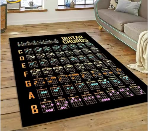 Gitarre Akkorde Theorie Diagramm Musik Teppich Schlafzimmer Wohnzimmer Zuhause Sofa Teppich Dekoration Originalität Große Fußmatte 50X80Cm von SHAOPENGA