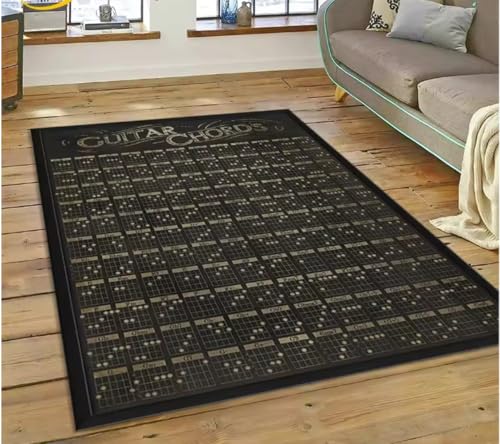 Gitarre Akkorde Theorie Diagramm Musik Teppich Schlafzimmer Wohnzimmer Zuhause Sofa Teppich Dekoration Originalität Große Fußmatte 50X80Cm von SHAOPENGA