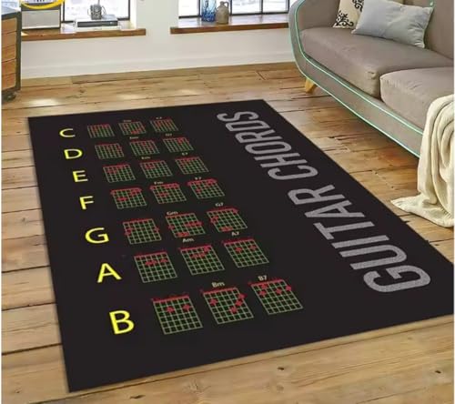 Gitarre Akkorde Theorie Diagramm Musik Teppich Schlafzimmer Wohnzimmer Zuhause Sofa Teppich Dekoration Originalität Große Fußmatte 50X80Cm von SHAOPENGA