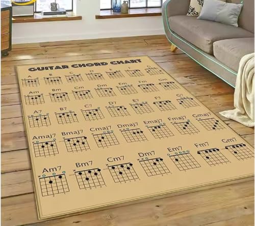 Gitarre Akkorde Theorie Diagramm Musik Teppich Schlafzimmer Wohnzimmer Zuhause Sofa Teppich Dekoration Originalität Große Fußmatte 60X90Cm von SHAOPENGA