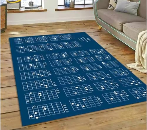 Gitarre Akkorde Theorie Diagramm Musik Teppich Schlafzimmer Wohnzimmer Zuhause Sofa Teppich Dekoration Originalität Große Fußmatte 80X120Cm von SHAOPENGA