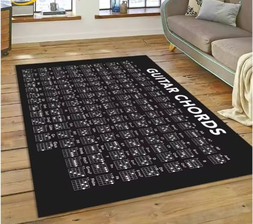 Gitarre Akkorde Theorie Diagramm Musik Teppich Schlafzimmer Wohnzimmer Zuhause Sofa Teppich Dekoration Originalität Große Fußmatte 80X150Cm von SHAOPENGA