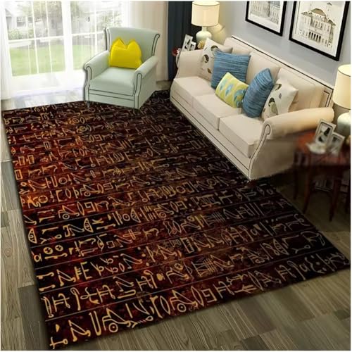 SHAOPENGA Ägyptischer Pharao Hieroglyphen Teppich Für Zuhause Wohnzimmer Schlafzimmer Sofa Fußmatte Dekor rutschfeste Bodenmatte 60X90Cm von SHAOPENGA