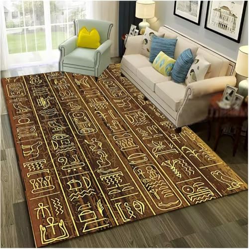 SHAOPENGA Ägyptischer Pharao Hieroglyphen Teppich Für Zuhause Wohnzimmer Schlafzimmer Sofa Fußmatte Dekor rutschfeste Bodenmatte 80X150Cm von SHAOPENGA