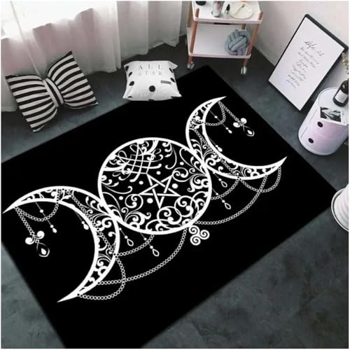 SHAOPENGA Altar Magic Moon Wicca Satanic Carpet for Living Room Home Decoration Stars and Moon Area Rugs Witchcraft Mats 80X120Cm von SHAOPENGA
