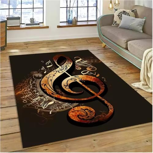 SHAOPENGA Bunte Musiknote Musik Score Teppich Für Zuhause Wohnzimmer Schlafzimmer Sofa Fußmatte Dekor Teppich Anti-Rutsch Matte 160X230Cm von SHAOPENGA