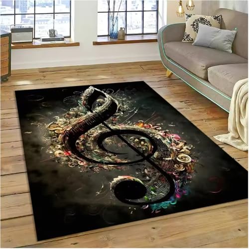 SHAOPENGA Bunte Musiknote Musik Score Teppich Für Zuhause Wohnzimmer Schlafzimmer Sofa Fußmatte Dekor Teppich Anti-Rutsch Matte 80X120Cm von SHAOPENGA