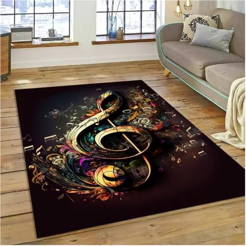 SHAOPENGA Bunte Musiknote Musik Score Teppich Für Zuhause Wohnzimmer Schlafzimmer Sofa Fußmatte Dekor Teppich Anti-Rutsch Matte 80X120Cm von SHAOPENGA