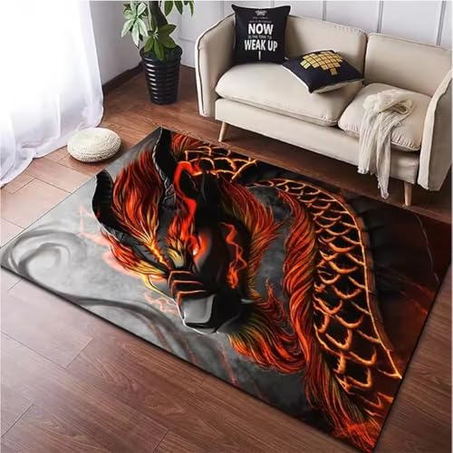 SHAOPENGA Chinesischer Drache Tier Bedruckt Teppich Für Wohnzimmer Teppich Weiche Matte Fantastische Magische Kreatur rutschfeste Teppiche Fußmatte 60X90Cm von SHAOPENGA
