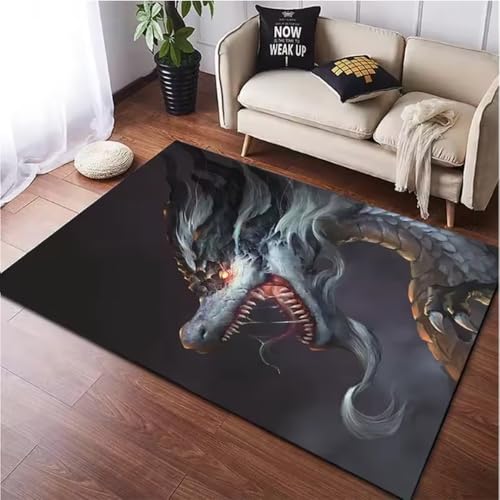 SHAOPENGA Chinesischer Drache Tier Bedruckter Teppich Für Wohnzimmer Teppich Weiche Matte Fantastische Magische Kreatur rutschfeste Teppiche Fußmatte 80X150Cm von SHAOPENGA