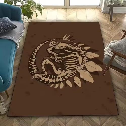 SHAOPENGA Dinosaurier Fossil Theme Teppich Eignet Sich Für Schlafzimmer Wohnzimmer Büro Langlebiger Rutschfester Großflächiger Matte Weicher Teppich 80X120Cm von SHAOPENGA