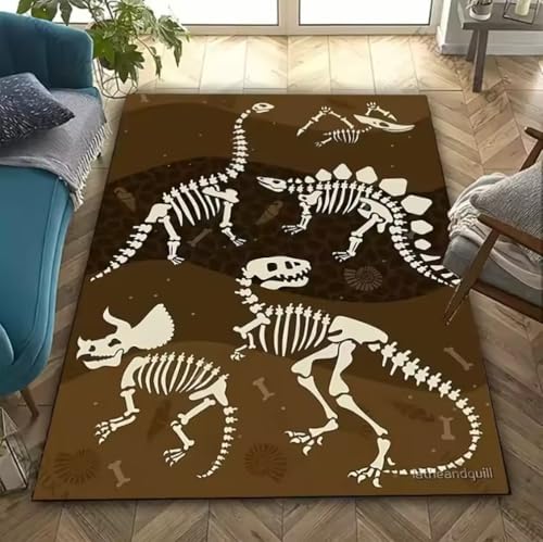 SHAOPENGA Dinosaurier Fossil Theme Teppich Eignet Sich Für Schlafzimmer Wohnzimmer Büro Langlebiger Rutschfester Großflächiger Matte Weicher Teppich 80X120Cm von SHAOPENGA