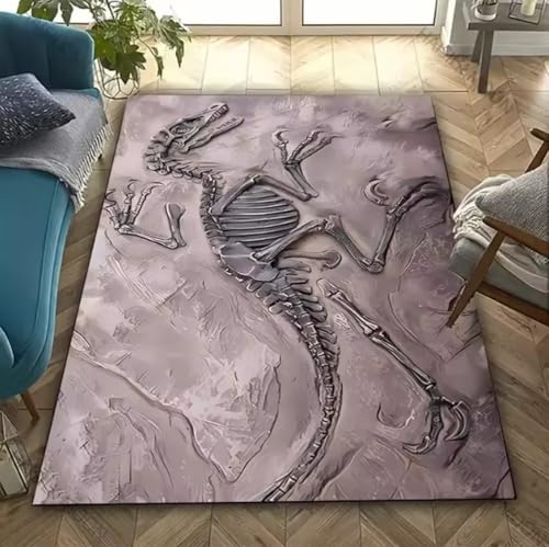 SHAOPENGA Dinosaurier Fossil Theme Teppich Ist Geeignet Für Schlafzimmer Wohnzimmer Büro Langlebiger Rutschfester Großflächiger Matte Weicher Teppich 160X230Cm von SHAOPENGA