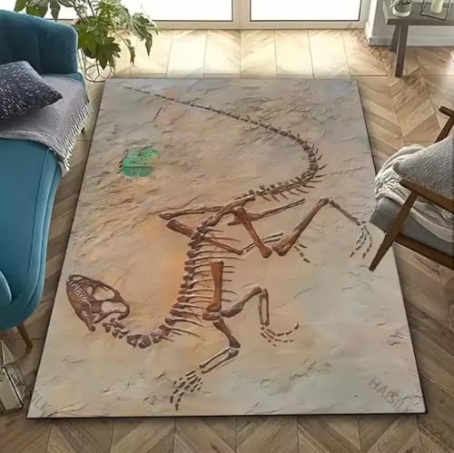 SHAOPENGA Dinosaurier Fossil Theme Teppich Ist Geeignet Für Schlafzimmer Wohnzimmer Büro Langlebiger Rutschfester Großflächiger Matte Weicher Teppich 160X230Cm von SHAOPENGA
