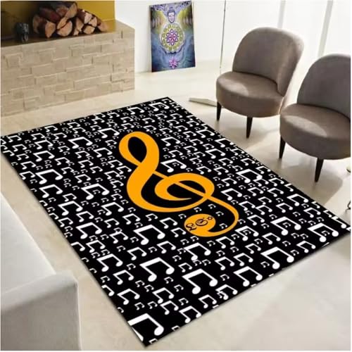 SHAOPENGA Klavier Note Musik Themenserie Teppich Wohndekoration Schlafzimmer Wohnbereich Teppich Zimmer Nachttisch rutschfeste Bodenmatte 200X300Cm von SHAOPENGA