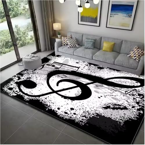 SHAOPENGA Klavier Note Musik Themenserie Teppich Wohndekoration Schlafzimmer Wohnbereich Teppich Zimmer Nachttisch rutschfeste Bodenmatte 200X300Cm von SHAOPENGA