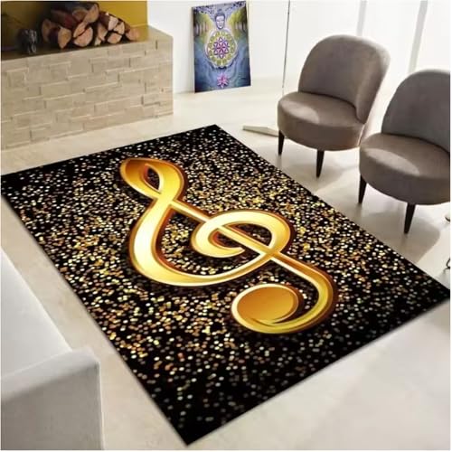 SHAOPENGA Klavier Note Musik Themenserie Teppich Wohndekoration Schlafzimmer Wohnbereich Teppich Zimmer Nachttisch rutschfeste Bodenmatte 60X90Cm von SHAOPENGA