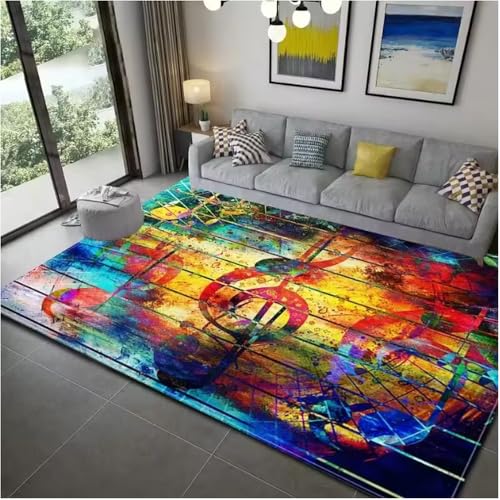 SHAOPENGA Klavier Note Musik Themenserie Teppich Wohndekoration Schlafzimmer Wohnbereich Teppich Zimmer Nachttisch rutschfeste Bodenmatte 60X90Cm von SHAOPENGA