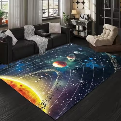SHAOPENGA Planet Universe Kristallteppich Zimmer Spielmatte Zuhause Wohnzimmer Schlafzimmer Balkon rutschfest Waschbar Dekor Bodenmatte 160X230Cm von SHAOPENGA