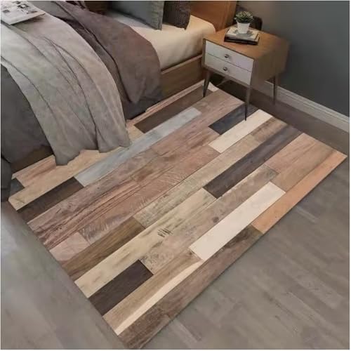 SHAOPENGA Rechteckige Versetzte Dielen Teppich Holz Maserung Matten Eingang Rutschfester Bodenteppich Für Wohnzimmer Schlafzimmer Wohnkultur 160X230Cm von SHAOPENGA