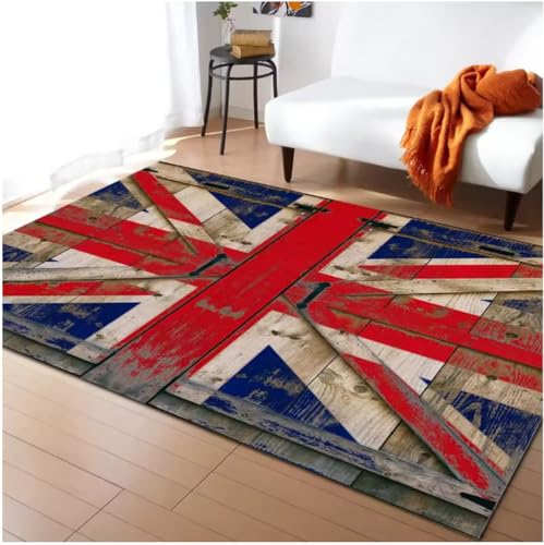 SHAOPENGA Retro Britische Flagge Muster Teppich Für Wohnzimmerteppiche Schlafzimmer Teppiche Modernes Zuhause Wohnzimmer Dekor Bodenmatte Teppich 160X230Cm von SHAOPENGA