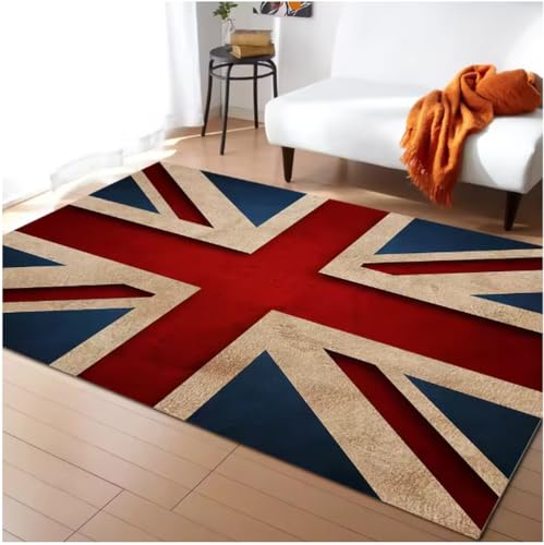 SHAOPENGA Retro Britische Flagge Muster Teppich Für Wohnzimmerteppiche Schlafzimmer Teppiche Modernes Zuhause Wohnzimmer Dekor Bodenmatte Teppich 160X230Cm von SHAOPENGA