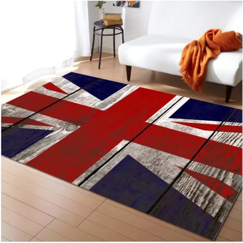SHAOPENGA Retro Britische Flagge Muster Teppich Für Wohnzimmerteppiche Schlafzimmer Teppiche Modernes Zuhause Wohnzimmer Dekor Bodenmatte Teppich 80X120Cm von SHAOPENGA