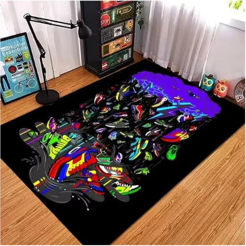 SHAOPENGA Schuhe Aus Bereich Teppiche Schwarz Und Weiß Badezimmer Fußmatte Balkon Korridor rutschfeste Teppiche Dekor Teppich 100X160Cm von SHAOPENGA