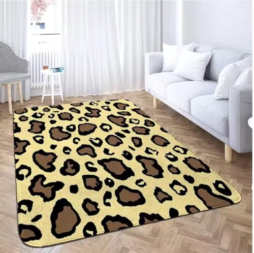 SHAOPENGA Tierhautmuster Leopardenmuster Teppich Zuhause Schlafzimmer Bodendekoration Große Matte Rutschfester Couchtisch Bereich Teppich Badezimmer Fußmatte 60X90Cm von SHAOPENGA