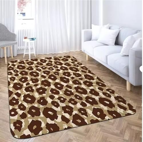SHAOPENGA Tierhautmuster Leopardenmuster Teppich Zuhause Schlafzimmer Bodendekoration Große Matte Rutschfester Couchtisch Bereich Teppich Badezimmer Fußmatte 80X120Cm von SHAOPENGA
