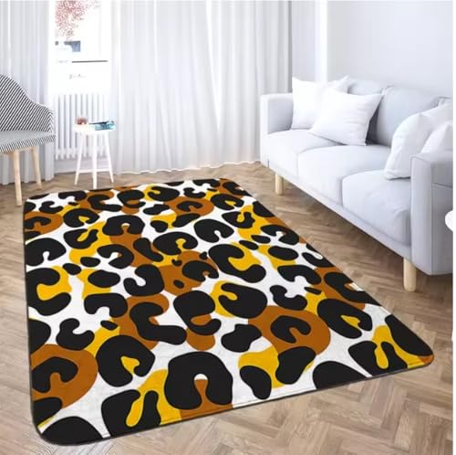 SHAOPENGA Tierhautmuster Leopardenmuster Teppich Zuhause Schlafzimmer Bodendekoration Große Matte Rutschfester Couchtisch Bereich Teppich Badezimmer Fußmatte 80X150Cm von SHAOPENGA