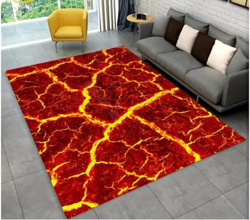 SHAOPENGA Volcano Lava Magma Area Teppich Für Wohnzimmer Schlafzimmer Sofa Fußmatte Dekoration rutschfeste Bodenmatte 80X120Cm von SHAOPENGA